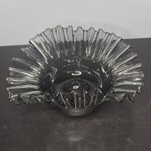 Vintage Blenko Hand Blown Glass MCM Bowl - 5428 - Charcoal Wayne Husted 1954